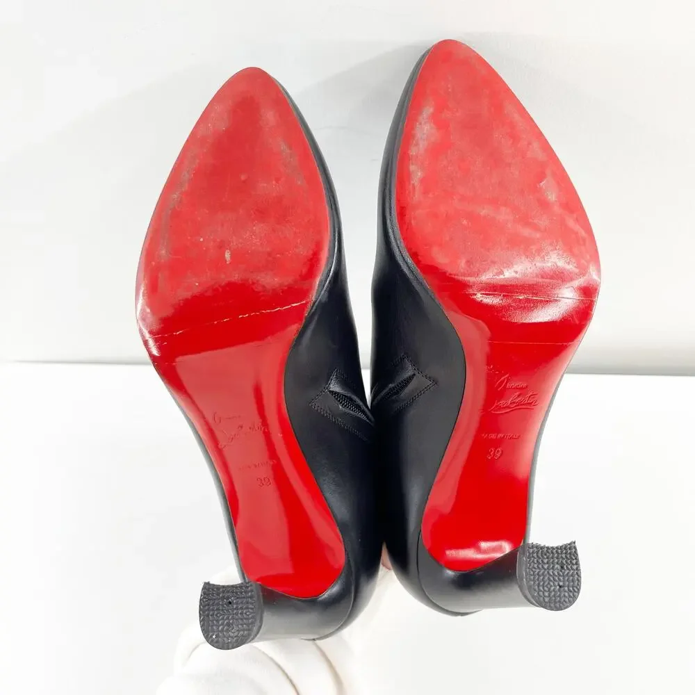 Christian Louboutin Eleonor 85 Leather Ankle Boots Booties Black 39 - Picture 6 of 12
